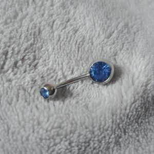 New surgical steel blue/pink crystal belly navel ring.